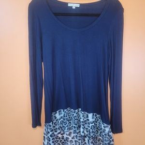 Blue and Grey Cheetah Print Shirt